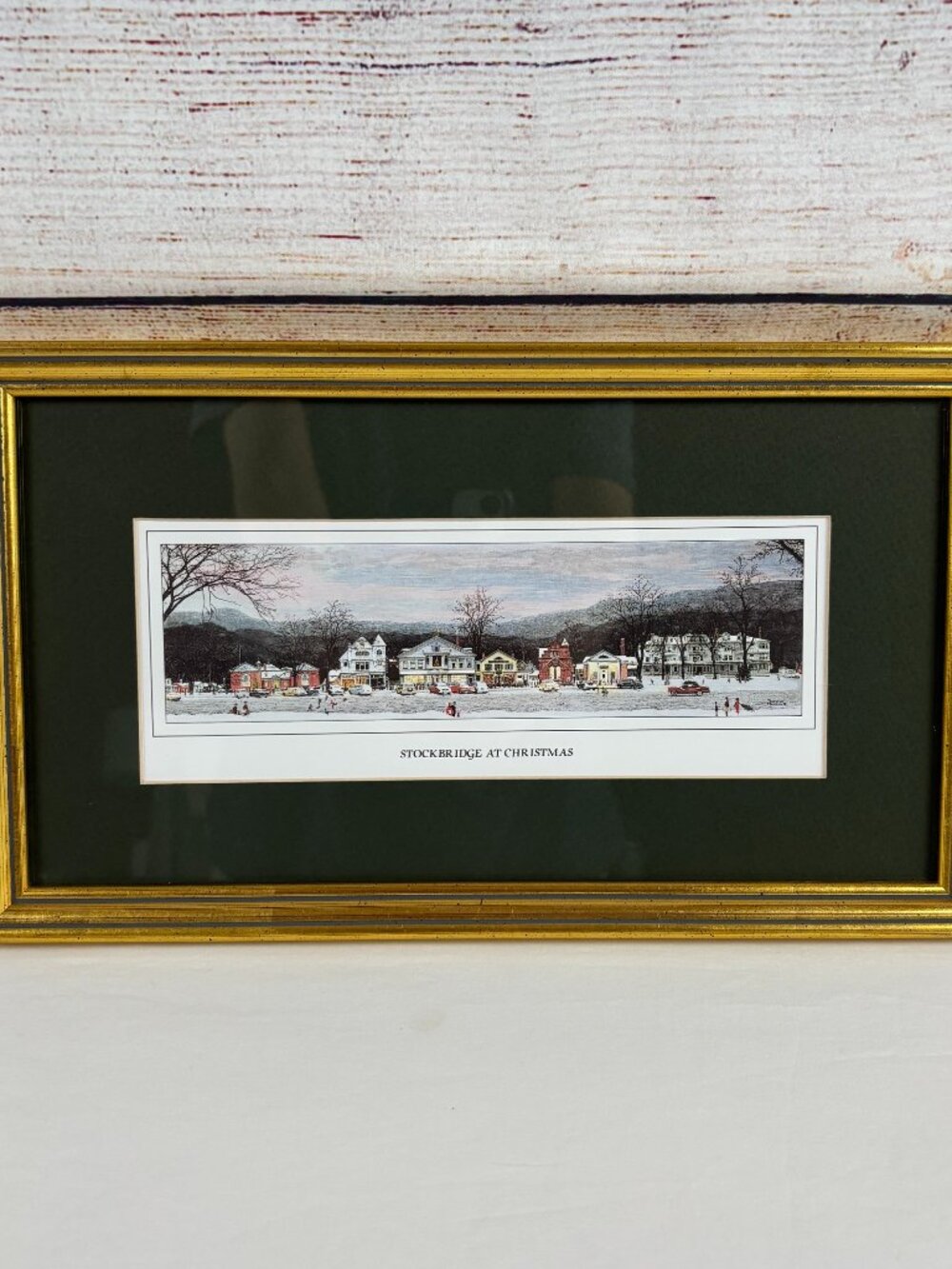 StockBridge At Christmas Norman Rockwell Small Gold Frame Print